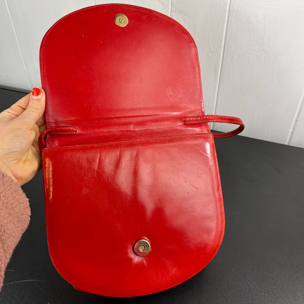 Vintage‎ Stuart Weitzman Red Leather Crossbody Purse - Picture 8 of 13